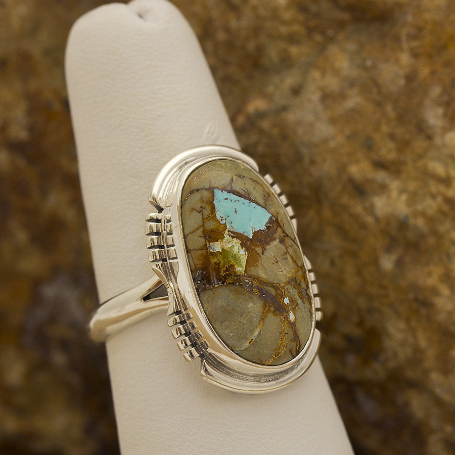 Navajo Princess Boulder Turquoise Sterling Silver Ring  SIZE 7.5