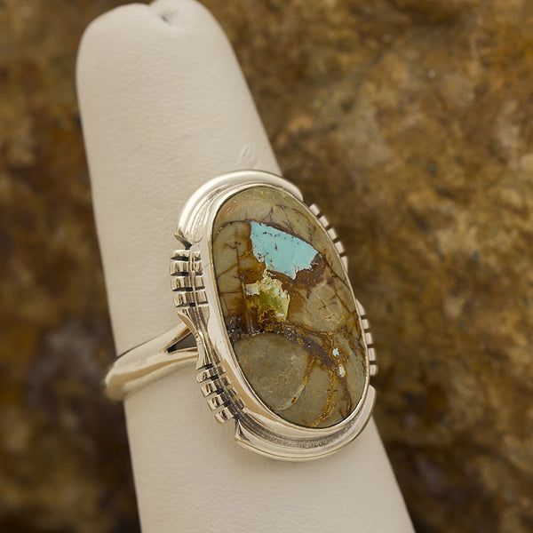 Navajo Princess Boulder Turquoise Sterling Silver Ring  SIZE 7.5