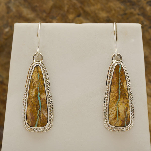 Navajo Waterfall Boulder Turquoise Sterling Silver Earrings