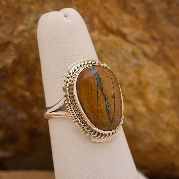 Navajo Acorn Boulder Turquoise Sterling Silver Ring  SIZE 7