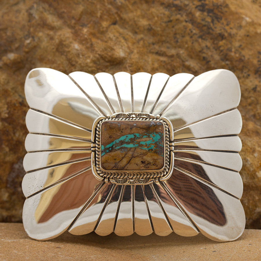 Nevada Boulder Turqoise 2 3/4" Sterling Silver Belt Buckle