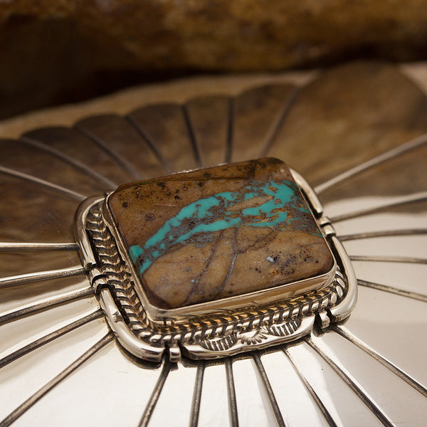 Nevada Boulder Turqoise 2 3/4" Sterling Silver Belt Buckle