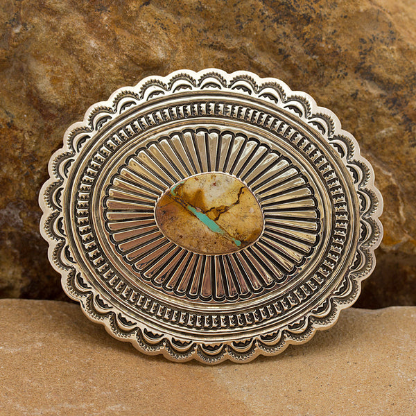 Boulder Turquoise Sterling Silver Belt Buckle