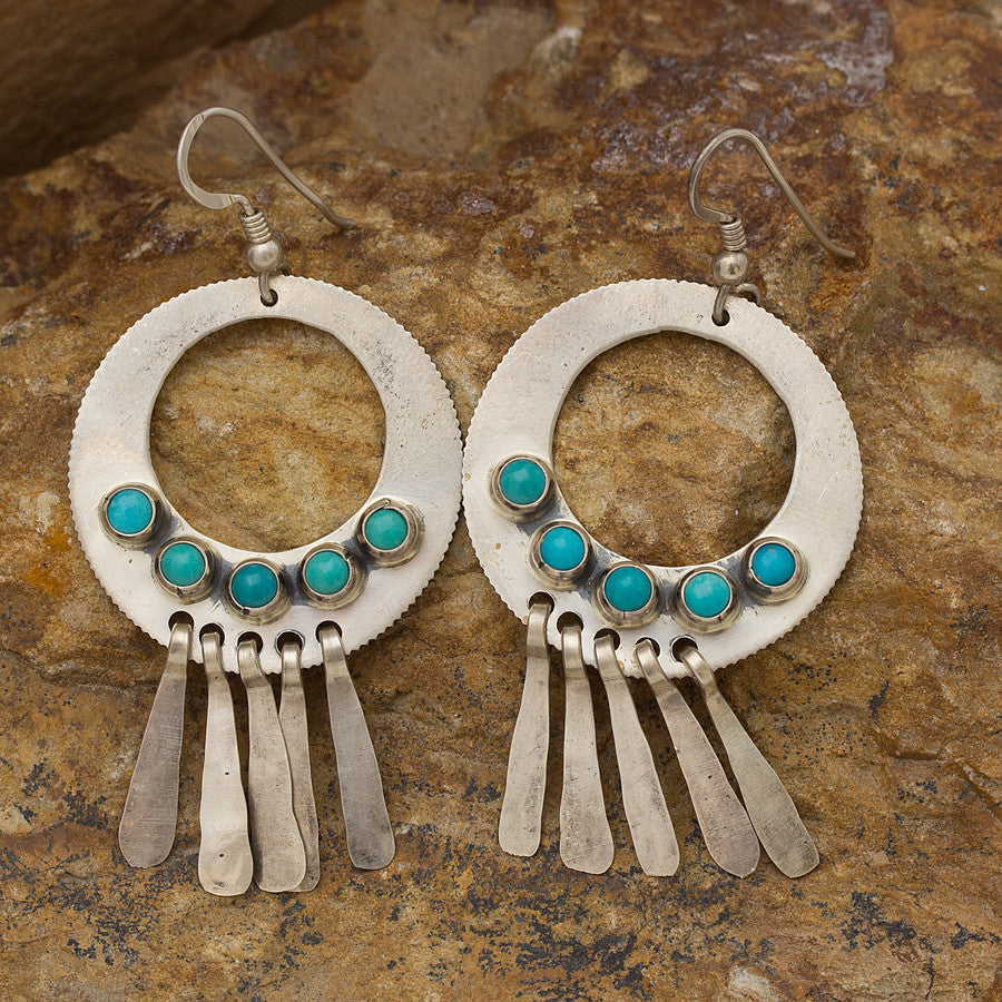 Don Lucas Sleeping Beauty Silver Dangle Turquoise Earrings