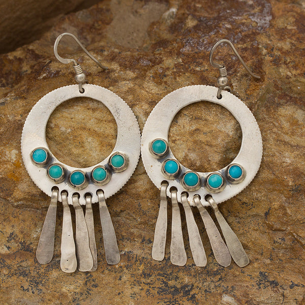 Don Lucas Sleeping Beauty Silver Dangle Turquoise Earrings