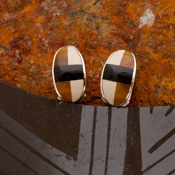 David Rosales Kayenta Inlaid Sterling Silver Huggie Earrings
