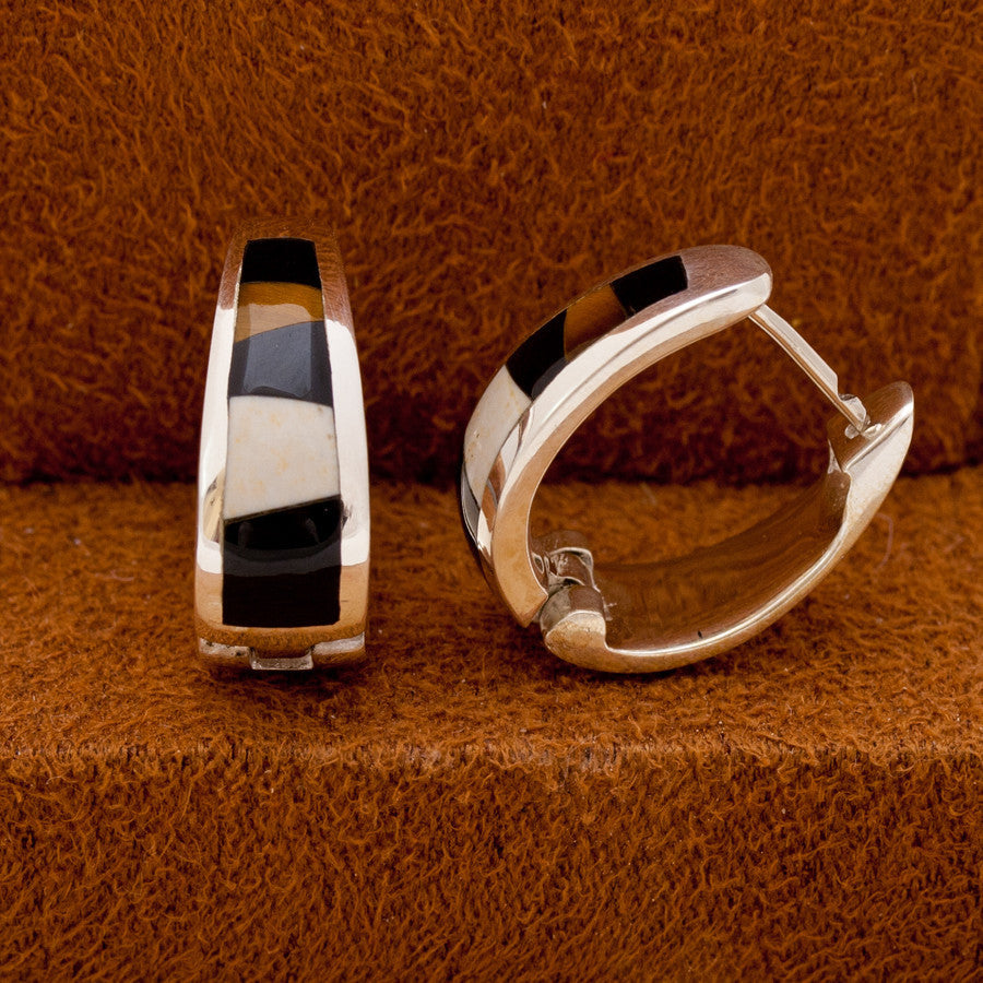 Inlaid Sterling Silver 'huggie' Earrings