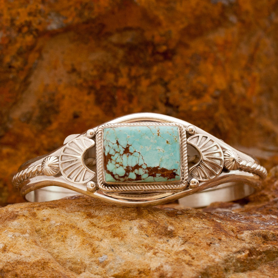 Rectangular Number 8 Turquoise Sterling SIlver Bracelet