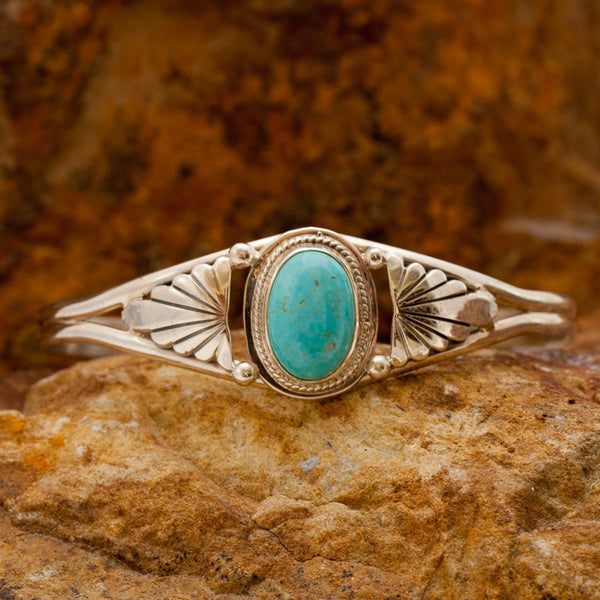 Oval Number 8 Turquoise Sterling Silver Bracelet