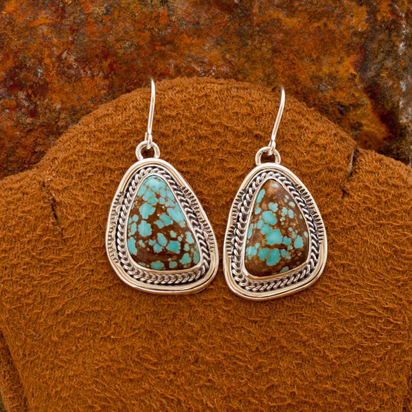 Teardrop Number 8 Turquoise Sterling Silver Earrings