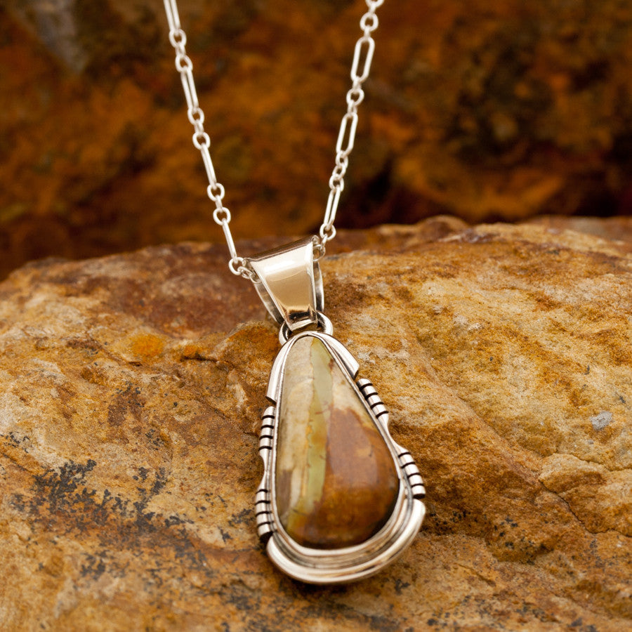 Tear Drop Boulder Turquoise Pendant