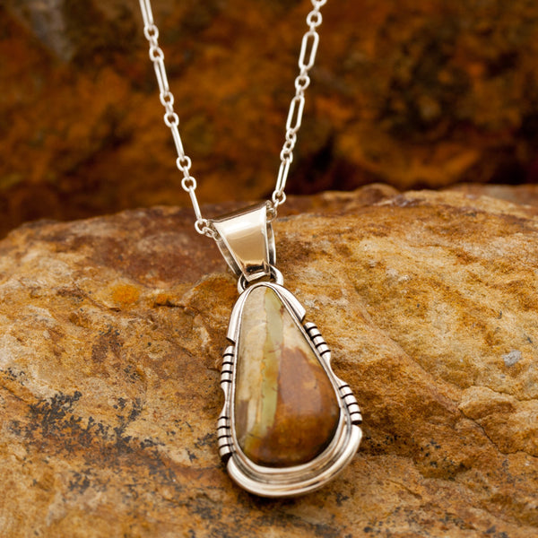 Tear Drop Boulder Turquoise Pendant