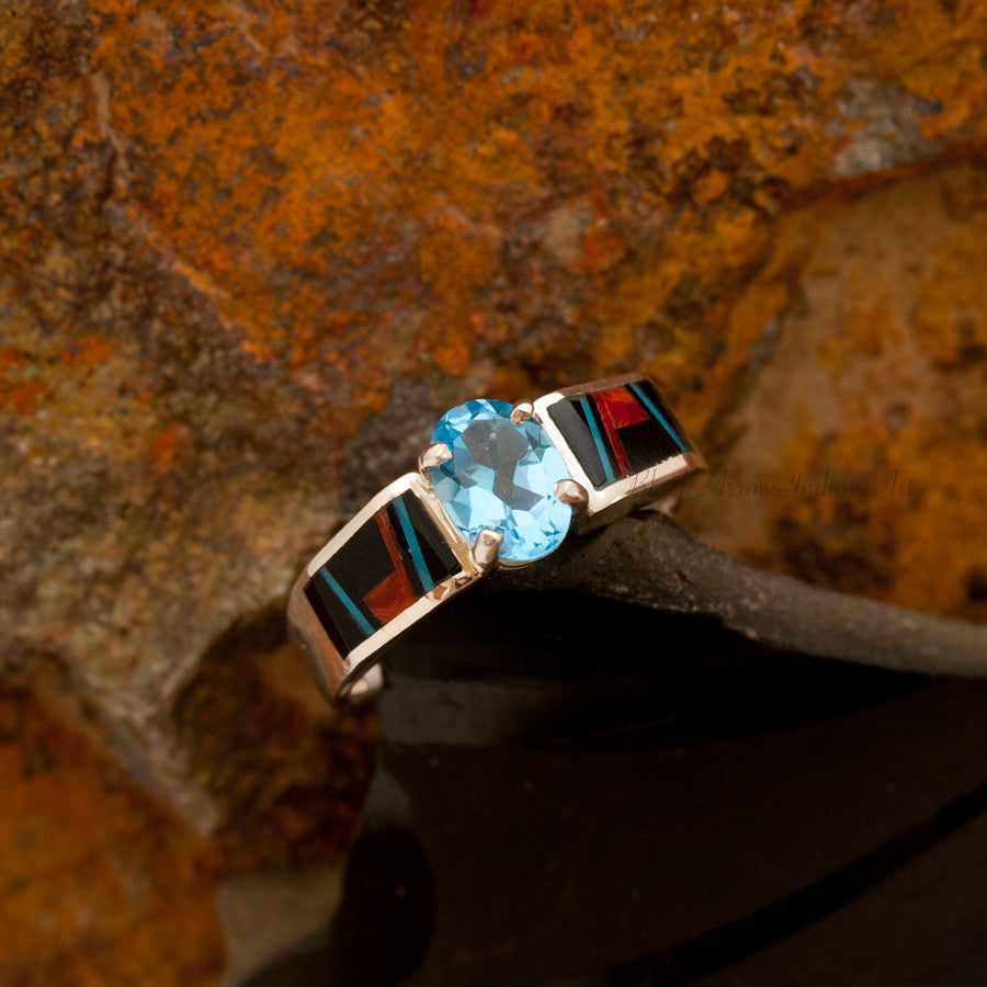 David Rosales Red Canyon Inlaid Sterling Silver Ring