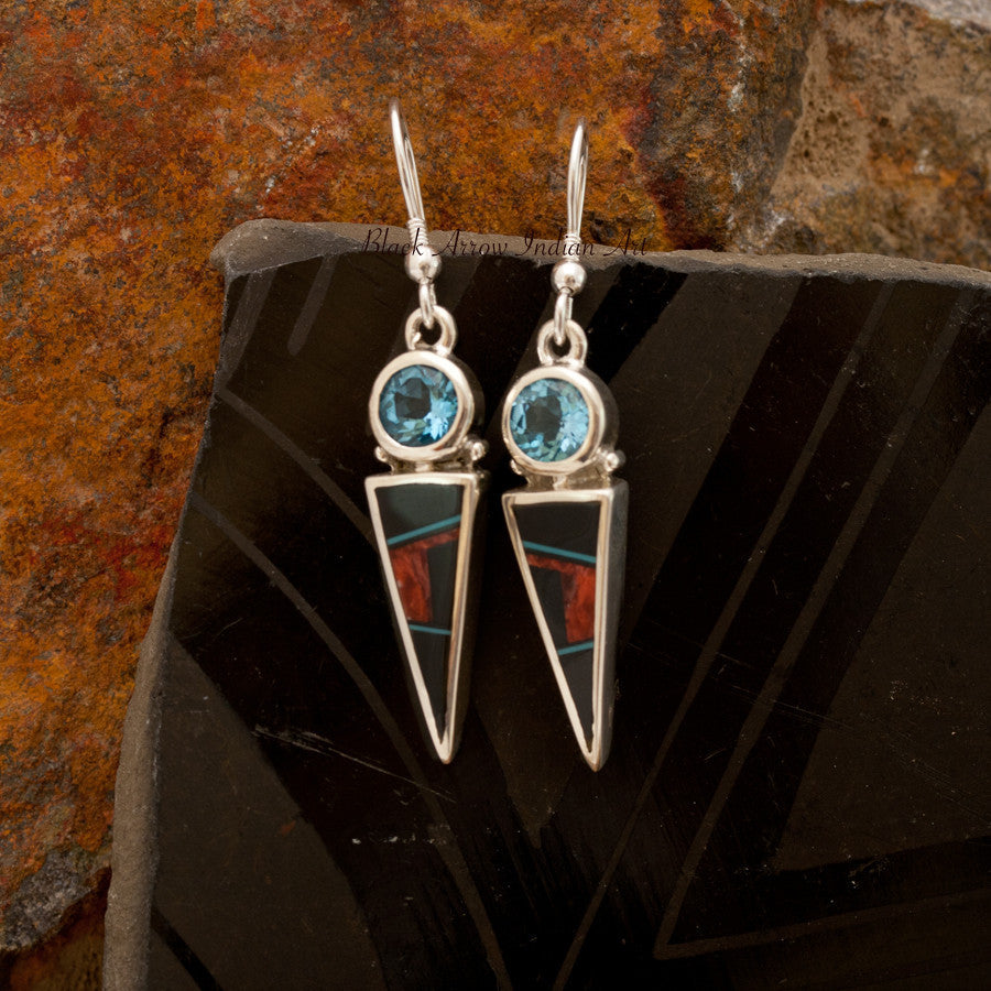 David Rosales Red Canyon Inlaid Sterling Silver Earrings