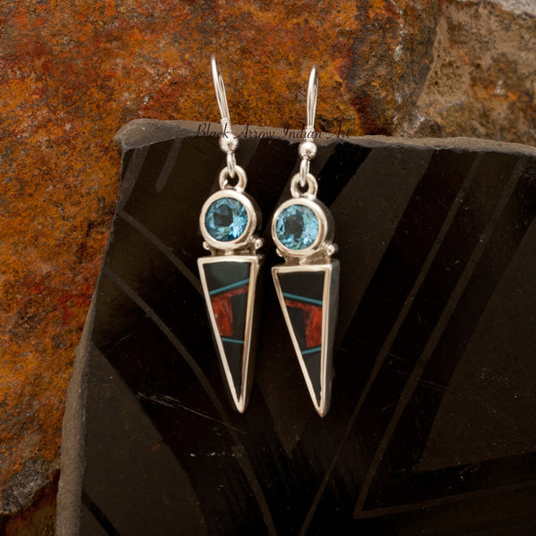 David Rosales Red Canyon Inlaid Sterling Silver Earrings