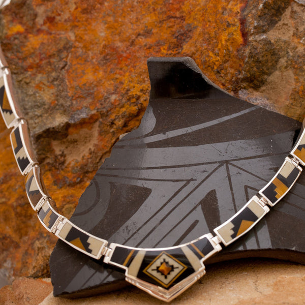 David Rosales Kayenta Inlaid Sterling Silver Necklace