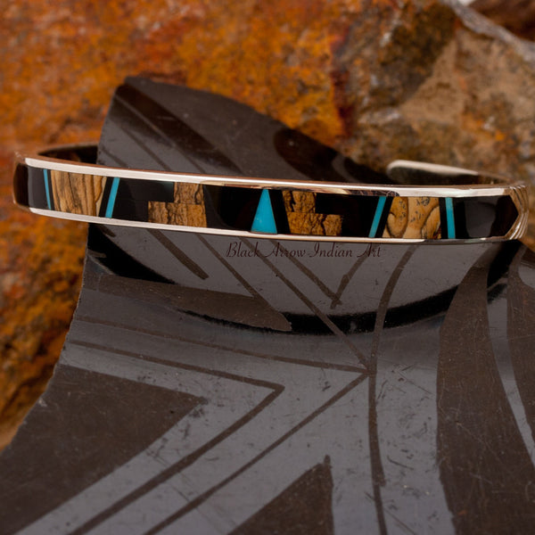 David Rosales Turquoise Creek Inlaid Sterling Silver Bracelet
