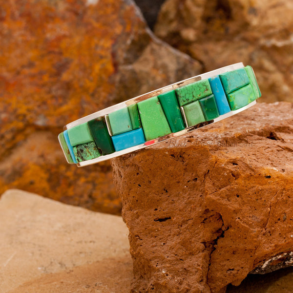 David Rosales Pinehill Cobble Inlaid Sterling Silver Bracelet