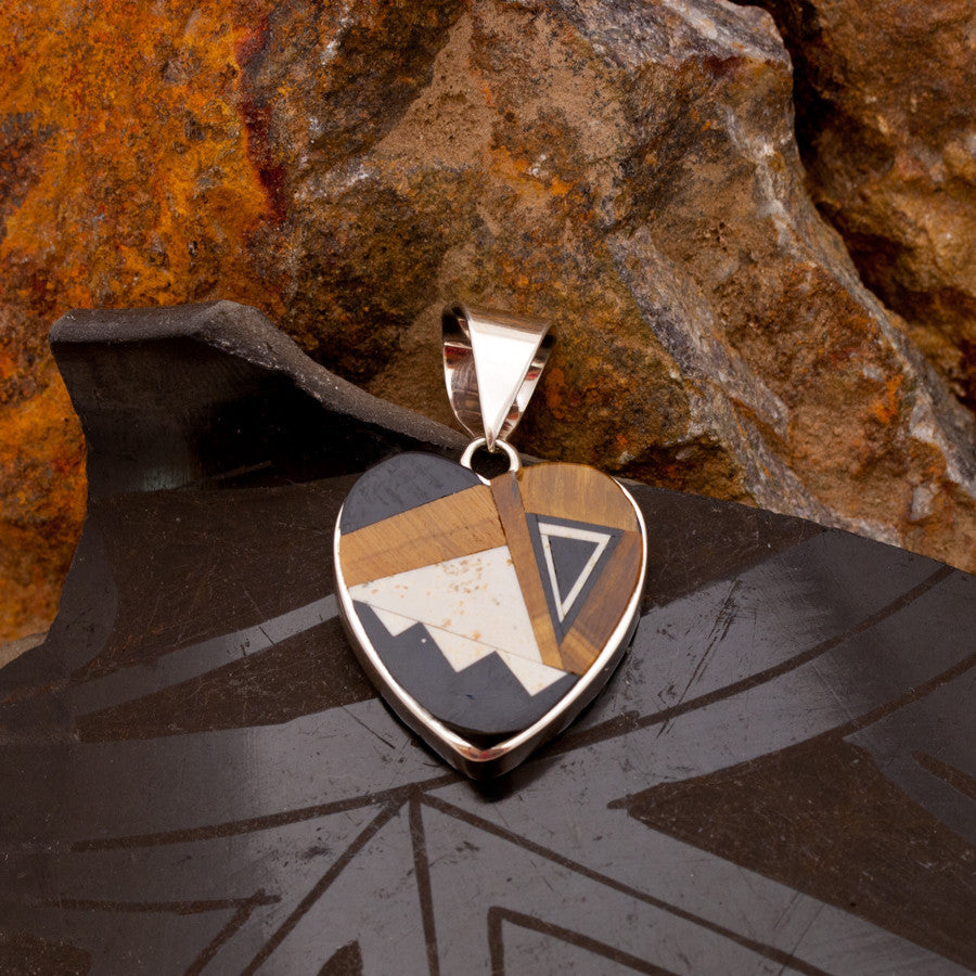 David Rosales Kayenta Inlaid Sterling Silver Pendant