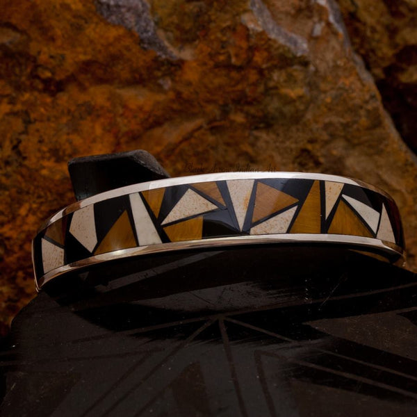David Rosales Abstract Kayenta Inlaid Sterling Silver Bracelet