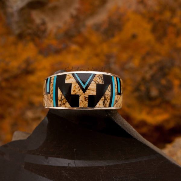 David Rosales Turquoise Creek Inception Inlaid Sterling Silver Ring
