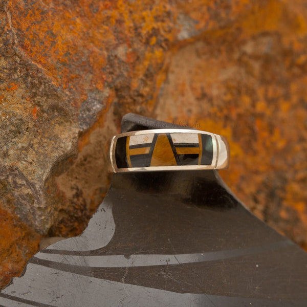 David Rosales Teepee Inlaid Sterling Silver Ring