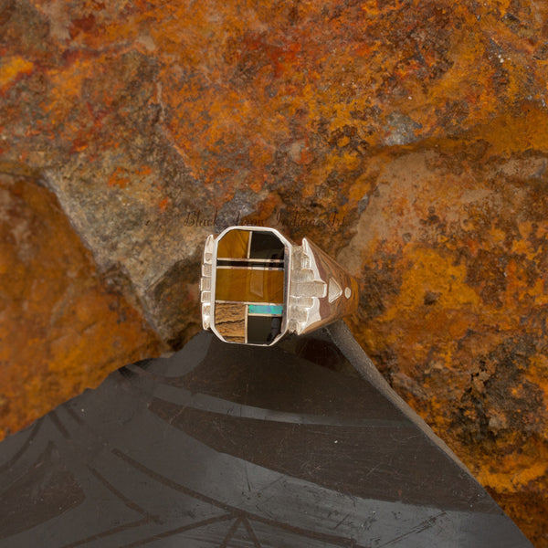 David Rosales Native Lite Inlaid Sterling Silver Ring