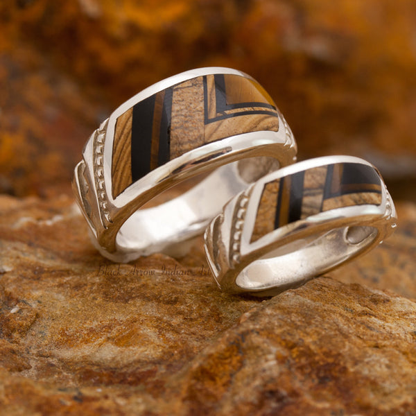 David Rosales Native Earth Slide Inlaid Sterling Silver Ring