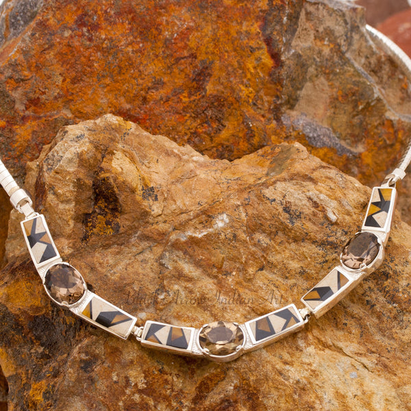 David Rosales Kayenta Smoky Topaz Inlaid Sterling Silver Necklace