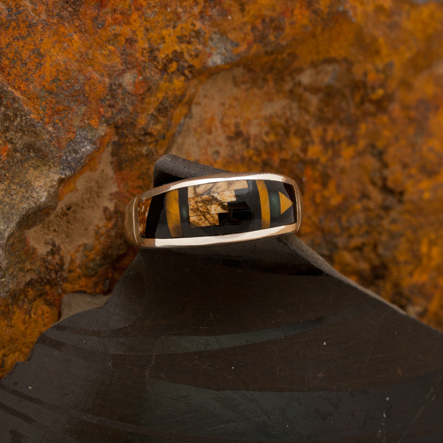 David Rosales Native Earth Gradual Inlaid Sterling Silver Ring