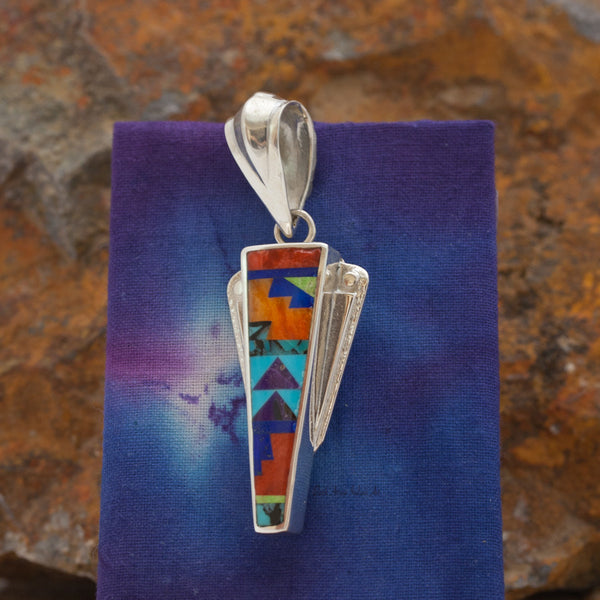 David Rosales Indian Summer Wonderment Inlaid Sterling Silver Pendant
