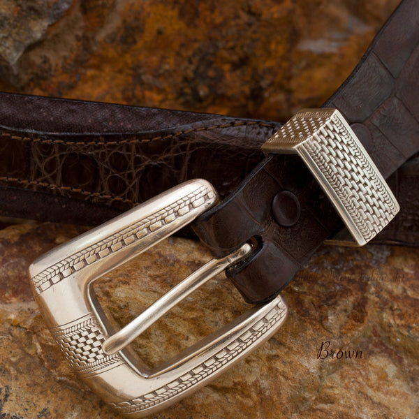 Custom Brown Two-tone Shark Belt Strap with Buckle