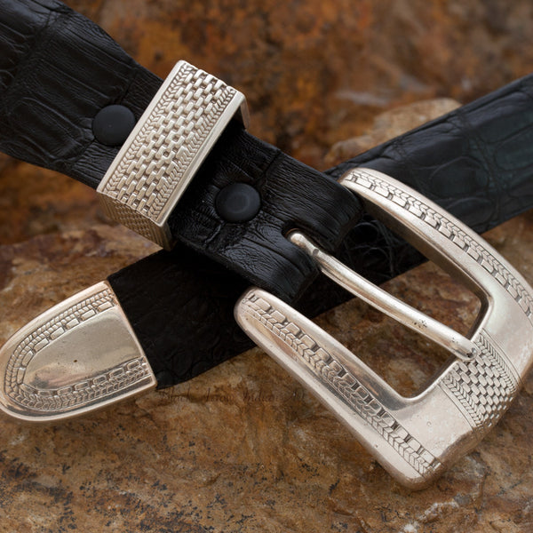 Custom Black Two-tone Shark Belt Strap with Buckle