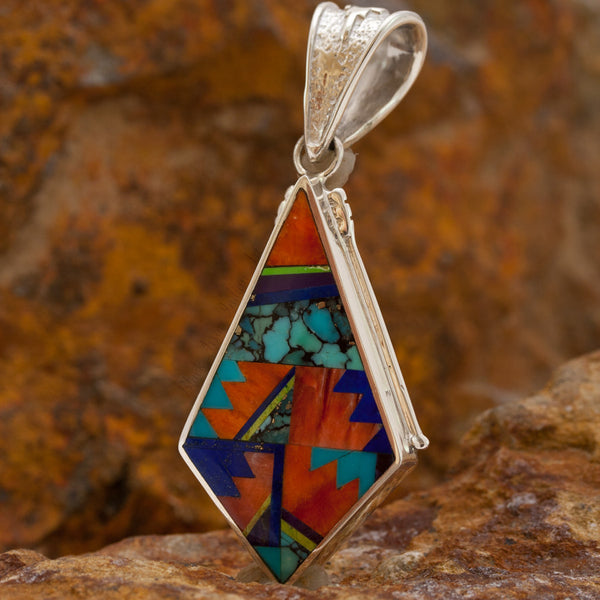 David Rosales Indian Summer Inlaid Sterling Silver Pendant