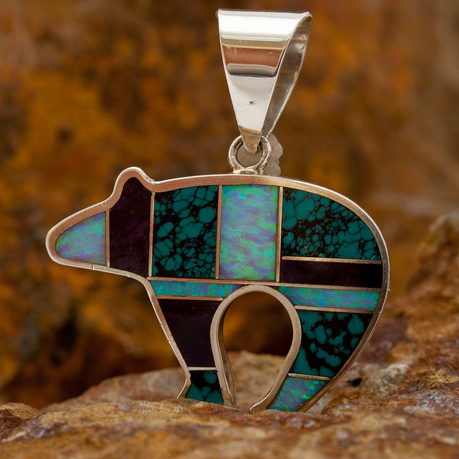 David Rosales Shalako Inlaid Sterling Silver Pendant