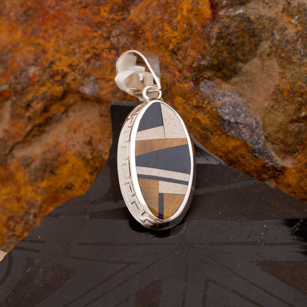 David Rosales Kayenta Wedge Inlaid Sterling Silver Pendant
