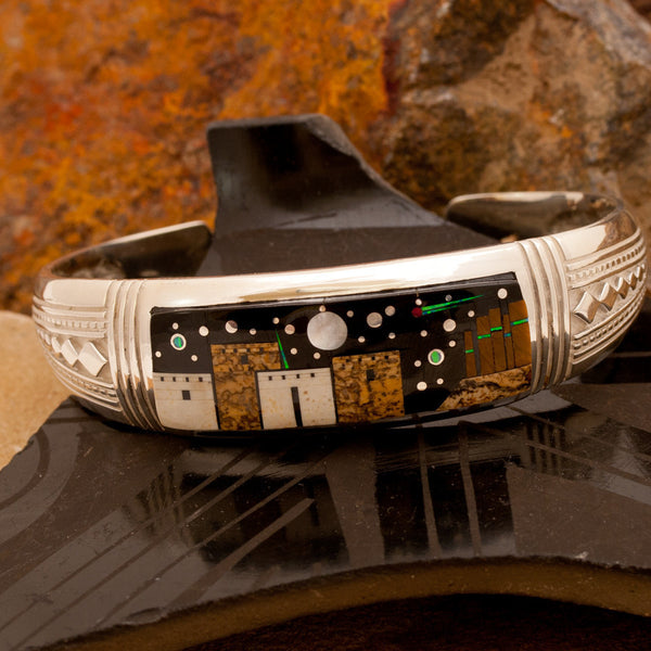 David Rosales Kayenta Lite Night Time Inlaid Sterling Silver Bracelet
