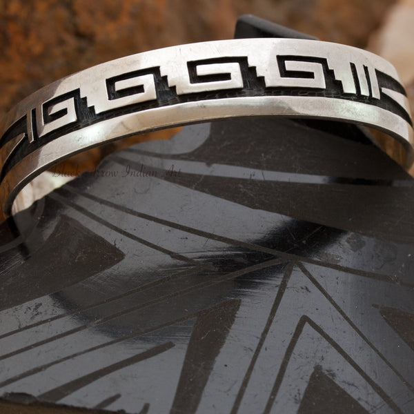 Old Fine Zuni Overlay Sterling Silver Bracelet