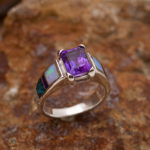 David Rosales Demure Shalako Inlaid Sterling Silver Ring