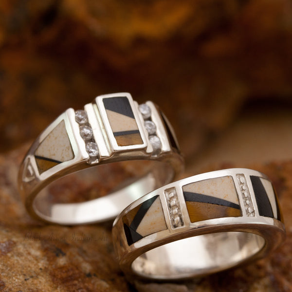 David Rosales Couples' Set Kayenta Inlaid Sterling Silver Ring