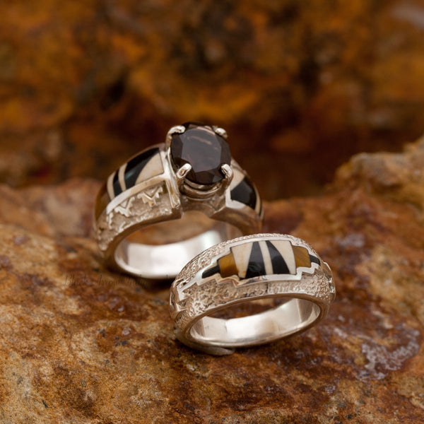 David Rosales Couples' Set Kayenta Inlaid Sterling Silver Ring