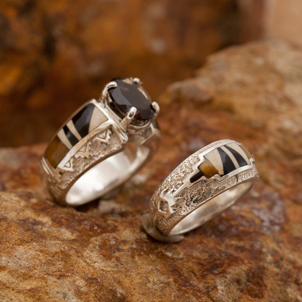 David Rosales Couples' Set Kayenta Inlaid Sterling Silver Ring