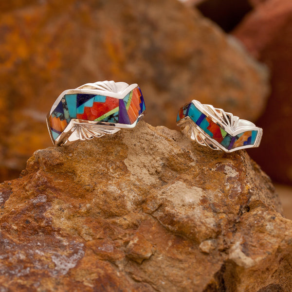 David Rosales Couples' Set Indian Summer Inlaid Sterling Silver Ring