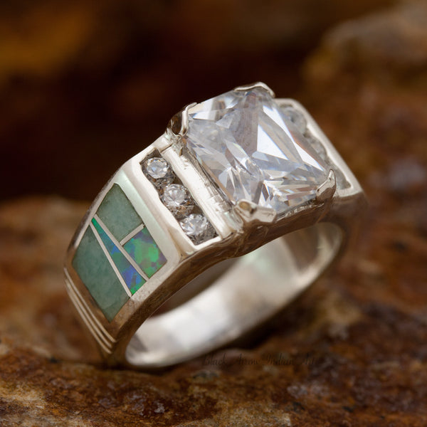 David Rosales Amazing Light Regal Inlaid Sterling Silver Ring
