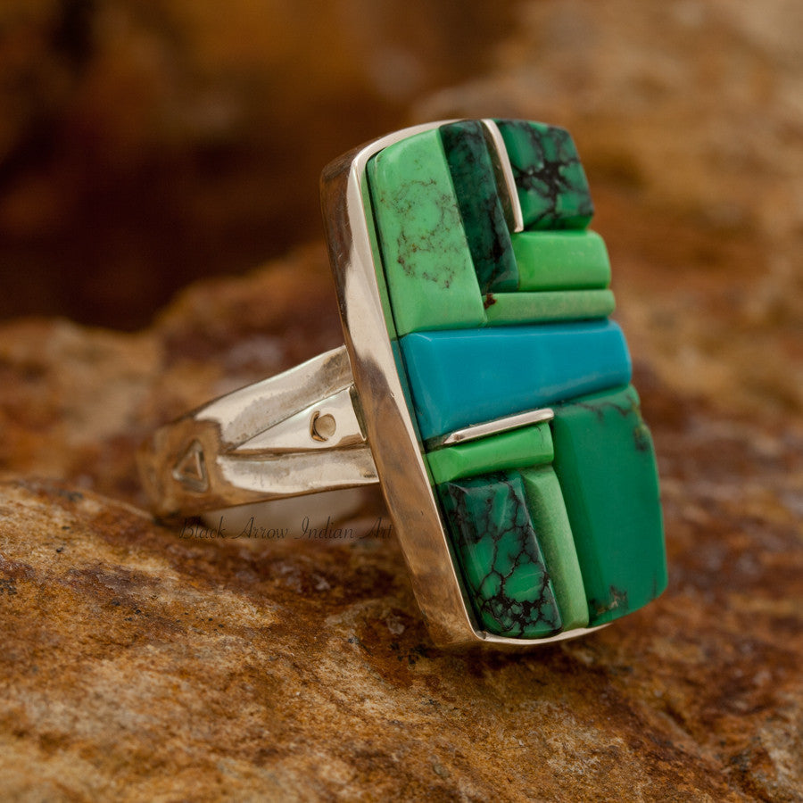 David Rosales Pinehill Cobble Inlaid Sterling Silver Ring