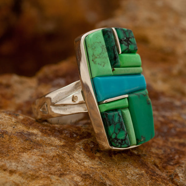 David Rosales Pinehill Cobble Inlaid Sterling Silver Ring