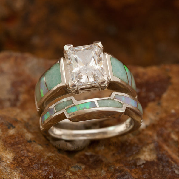 David Rosales Demure Amazing Light Inlaid Sterling Silver Ring Set