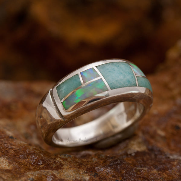 David Rosales Amazing Light Inlaid Sterling Silver Ring