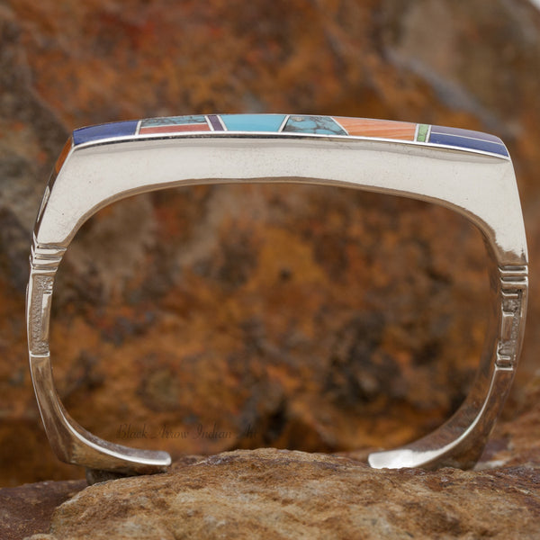 David Rosales Indian Summer Inlaid Modern Sterling Silver Bracelet