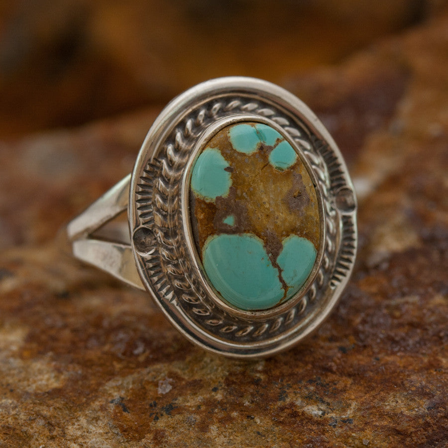 Number 8 Turquoise Ring - SIZE 6